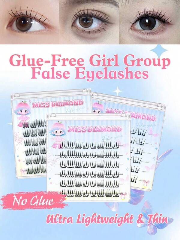 ﻿ 36PCS/48PCS C Curl Glue-Free Eyelashes Korean-Style Self-Adhesive False Eyelashes, Individual Eyelashes No Glue Needed, DIY Reusable Eyelashes, Natural-Looking, Suitable For Beginners, Natural-Looking Eyelash Styles, False Eyelashes Lash Clusters,Eyelash Clusters,Individual Eyelashes,Lashes,Fake Lashes