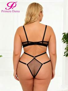 PRIMERA DAMA Conjunto de lencería plus size con bordado floral - Elegancia y sensualidad en cada detalle - Rojo - Ver 4