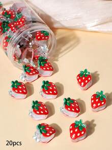 10/15/20 piezas Lindos clips para el cabello con forma de fresa, clips para flequillo y cabello rebelde, adecuados para cualquier ocasión, accesorios para el cabello con pinza para mujer para vacaciones, otoño e invierno