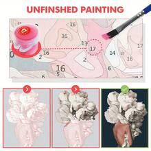 1 pieza Kit de pintura por números con flor y mujer, set de pintura al óleo apta para decoración de dormitorio y arte de pared, excelente para aliviar el estrés, pintura por números, hecho a mano, amigable para principiantes, mejor regalo para amigos