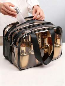 1 túi đựng đồ trang điểm, túi mỹ phẩm du lịch, túi đựng cọ trang điểm, túi đựng đồ vệ sinh cá nhân, túi đựng đồ trang điểm bằng PVC trong suốt, túi đựng đồ vệ sinh cá nhân cầm tay, túi đựng mỹ phẩm, túi đi biển, vật dụng cần thiết khi đi du lịch. - Nhiều màu - Xem 2