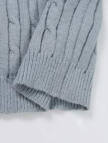 1件少女休闲宽松舒适时尚户外麻花针织加厚长袖毛衣，适合春、秋、冬季穿着。 - 灰色 - 查看 8