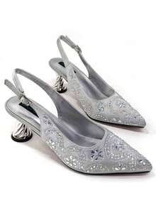 Venus Chan Fashion Silver Shoe And Bag Set For Party In Women Women Shoes And Bags To Match Set Italy Lady Rhinestone Elegant Heeled Pumps - Silver - View 5