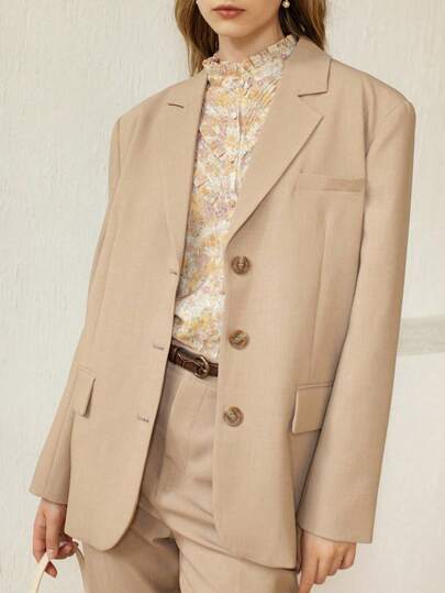 Simple Retro Scarlett 单排扣超大款涤纶西装外套