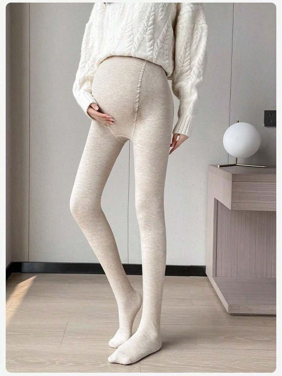 1 quần tất cho phụ nữ mang thai, kiểu mỏng, đai hỗ trợ có thể điều chỉnh cho bụng, có thể mặc như quần bó trong thời kỳ mang thai, thích hợp cho nhiệt độ 15°C - 25°C - trắng - Xem 1