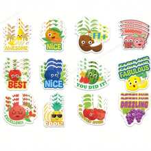30 unidades de Pegatinas aromáticas Bamda, Pegatinas de frutas para raspar, Pegatinas de frutas lindas y divertidas, Adecuadas para el aula, el hogar, manualidades escolares - Multicolor - Ver 3