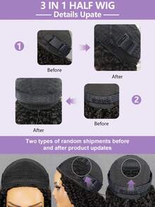 OQ Hair 3 In 1 Half Wig Afro Curly Flexible Fit Wear Go Half Wig With Drawstring Natural Hairline Beginner Friendly Seamless Flip Over Wig Natural Color High Quality 180% Density 14-16 Bob Inch 18-28 Inch Long Hair No Glue No Lace Wig Half Wig - SNatural - View 7