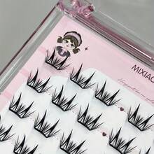 MIXIAOHE Glue-Free Thin Series False Eyelashes Ultra-Thin Natural Cat Eye Style, C Curl, Length 6 To 12 Millimeters, Soft False Eyelashes, DIY Professional Makeup Set, Reusable, Suitable For Beginners And Cosplay Use - 01# - 查看 12