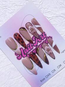 10Pcs/Set Handmade Y2K Style Duck Mouth Fake Nails With French Edge, Hollow Carving, Tie Dye, Cherry, Faux Pearl Design In Nude, Black, White, Red Colors, Suitable For Parties, Dances, Daily Wear, Comes With Tool Kit, Great Gift For Women And Girls Press On Nails Nail Supplies Nails - Follow Your Heart - View 2