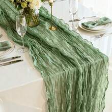 1条/6条/10条装雪纺桌旗，浪漫波西米亚风薄纱褶皱桌旗，适合春夏新娘送礼会、婚礼派对、花园小屋装饰、生日派对、宴会、高端晚宴及各种节日庆典——礼品、海滩、返校季、学习用品 - 彩色 - 查看 6
