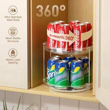 双层旋转苏珊收纳架 9.25 英寸旋转调料架 适用于橱柜、厨房、餐具室、台面、浴室、梳妆台、药柜，透明