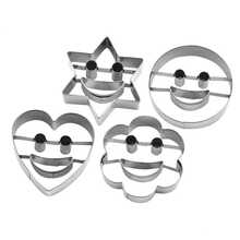 4/6/10件套不锈钢笑脸饼干模具，适用于蔬菜/水果成型、饼干和三明治切割，制作趣味甜点
