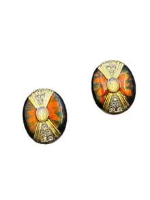 1 Pair Vintage Jewelry French Romantic Elegant Earrings, Retro Versatile Enamel Gradient Color High-End Inlaid Glass Stud Earrings - Multicolor - View 4