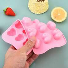 1pc Pink Silicone Ice Cube Tray Mold Transparent Heart-Shaped Ice Cube Tray For Home Kitchen Ice Cube And Chocolate Mold - Pink - View 4