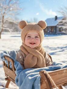 2 件套儿童针织帽和围巾套装，温暖的冬季配饰，舒适的针织帽和围巾组合，时尚的冬季服装，可爱多彩的冬季套装，必备儿童保暖帽和围巾套装