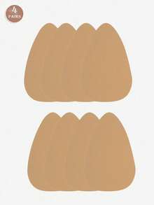 2 Pairs/4 Pcs Plus Size Disposable Invisible Lifting Adhesive Water Drop Shaped Nipple Covers, Fabric Surface Strapless Bra, Beige Brown Coffee Black, Suitable For B-E Cup Large Breasts - Multicolor - View 7