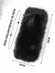 1pc Women Solid White Fuzzy Headband, Earwarmer Hair Band ,Empty Top Winter Fluffy Hat - Multicolor - View 10