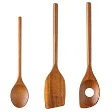 3pcs Rosewood Non-Stick Wok Spatula, Frying Pan Spatula, Rice Paddle, Wooden Soup Ladle, Salad Mixing Spoon Kitchen Utensil Set