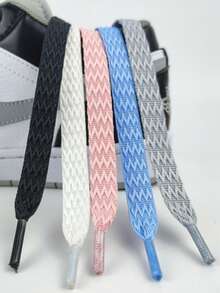 2 pares de cordones de zapatos coloridos de 1,5 cm de ancho, adecuados para zapatillas, zapatos con estrellas, con diseño ondulado naranja y a cuadros, cordones de zapatos personalizados