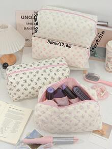 1pc Large Capacity Bow Hair Dryer Storage Bag With Multi-Pocket Cute Hair Tool Storage Bag Travel Carrying Organizer Bag Quilted Hair Dryer Storage Case Crimping Hair Tools Storage Bag Hair Straightener Storage Bag Flat Curl Iron Travel Organizer - Multicolor - View 10