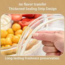 1 pieza Caja de almacenamiento hermética transparente de 6 compartimentos para frutas y aperitivos para la cocina/comedor, fácil de limpiar, diseño con asa portátil, adecuada para picnic, camping, fiestas - Blanco transparente - Ver 7