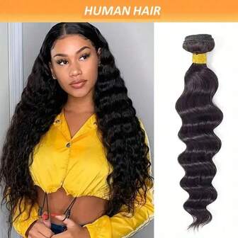 100% Human Hair Deep Wave Curly Hair Extensions, 1 Bundle 12A Brazilian Virgin Hair, For Women, Natural Black