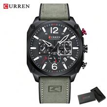 CURREN Men's Fashion Waterproof Quartz Chronograph Wrist Watch With Luminous Function And Genuine Leather Strap - Multicolor - View 13