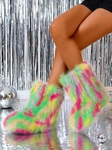 New Winter Warm Plush Faux Fur Snow Boots For Women - Dark Grey & Brown & Black Ankle Booties With Soft Lining, Cozy Slip-On Design For Cold Weather Outdoor & Indoor Wear Unisex Short Ankle Faux Raccoon Fur Snow Boots - Solid Classic Color, Super Smooth Fur Touches The Ground, Perfect For Christmas & Halloween, Y2K Style! Y2K Fashion Men's & Women's Snow Boots - Faux Raccoon Fur, Silky Smooth Floor-Reaching Fur, Solid Classic Shade, Ideal For Christmas & Halloween! Short Ankle Unisex Snow Boots With Faux Raccoon Fur - Solid Classic Color, Ultra-Smooth Fur Hits The Ground, Must-Have For Christmas & Halloween, Edgy Y2K Vibe! Christmas & Halloween Essential Faux Raccoon Fur Snow Boots (Unisex) - Solid Classic Hue, Smooth Fur Touches The Floor, Stylish Y2K Look! Y2K Short Ankle Snow Boots For Men & Women - Faux Raccoon Fur, Super Smooth Floor-Length Fur, Solid Classic Color, Great For Christmas & Halloween Celebrations! - 彩色 - 查看 3