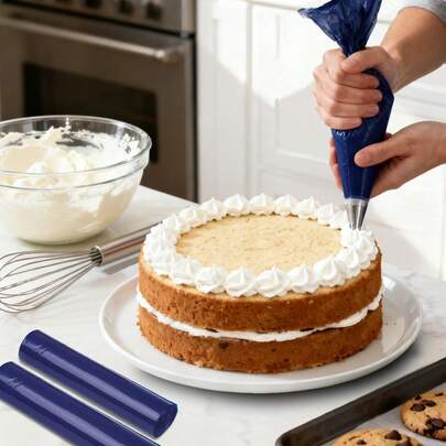 50个一次性加厚塑料裱花袋，蛋糕装饰袋，用于糖霜和糖霜，适用于DIY饼干制作、蛋糕装饰、烘焙工具、厨房小工具、厨具