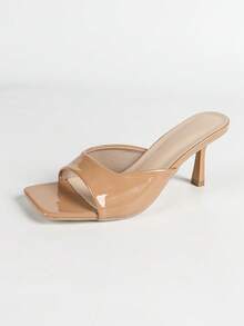 Women's Simple Lotus Pink Strap PU Leather Stiletto High Heel Sandals, Versatile For Daily Wear, Vacation, Casual And Elegant - Rose Pink - View 6