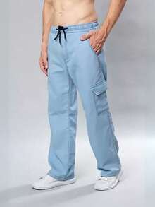 Unisex Skateboard Cargo Pants In Various Colors - Light Blue - View 1
