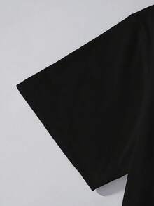 Howell 百搭时尚印花短袖T恤 女式休闲迷人花朵图案圆领印花T恤 黑色夏季上衣 - 黑色 - 查看 3