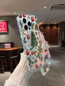 Weihnachtsbaum bemalt, geflochten, gewellter Rand, transparent, befestigtes Armband, flach, bedruckt, bunt, sturzsicher, süß, kompatibel mit iPhone 17/17 Pro/17 Pro Max/16/16 Pro/16 Pro Max/16 Plus/10, sturzsichere Hüllen, neue 14 Candy 15 Handyhülle, XS bemalt, 78P, europäisch und amerikanisch, XR bemalt, 78GES2, bedruckt, Max, kompatibel mit iPhone P15 Pro MXA, sturzsicher, P14, verdickt, P13, weiche Schale, P12, Komplettpaket, P11, sturzsichere kreative Handyhülle - Verschiedenfarbig - Übersicht 5