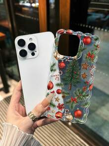 Weihnachtsbaum bemalt, geflochten, gewellter Rand, transparent, befestigtes Armband, flach, bedruckt, bunt, sturzsicher, süß, kompatibel mit iPhone 17/17 Pro/17 Pro Max/16/16 Pro/16 Pro Max/16 Plus/10, sturzsichere Hüllen, neue 14 Candy 15 Handyhülle, XS bemalt, 78P, europäisch und amerikanisch, XR bemalt, 78GES2, bedruckt, Max, kompatibel mit iPhone P15 Pro MXA, sturzsicher, P14, verdickt, P13, weiche Schale, P12, Komplettpaket, P11, sturzsichere kreative Handyhülle - Verschiedenfarbig - Übersicht 4