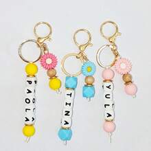1个定制雏菊硅胶钥匙扣，可个性化定制姓名扣，纪念礼物，女士礼物，男士礼物，手机配件，个性化礼物，趣味礼物，新年魅力 - 柔和淡色 - 查看 5