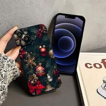 Funda para teléfono con diseño "Navidad, Adorno". Compatible con fundas ,  17,  16 Pro Max,  15 Pro Max,  13 y  12. Fabricada en TPU, ofrece protección contra golpes y caídas. Un regalo encantador para familiares, amigos, en días festivos y ocasiones especiales. - Negro - Ver 3