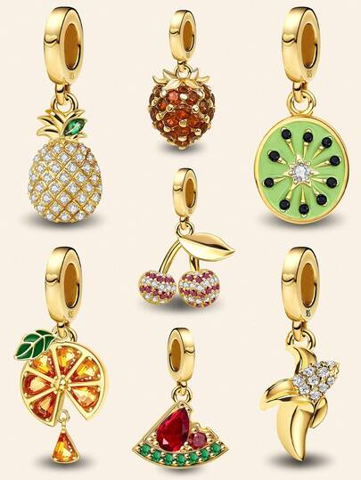 1件925纯银菠萝吊坠，适合女士手链、手镯DIY饰品制作及日常配饰装饰。