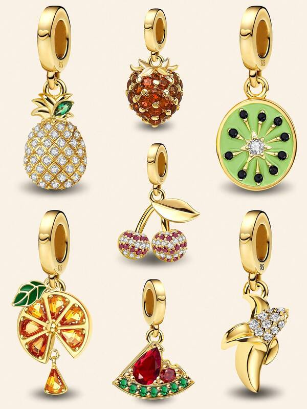 1件925纯银菠萝吊坠，适合女士手链、手镯DIY饰品制作及日常配饰装饰。