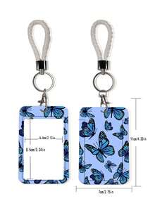 1pc Butterfly Print Fashion Personalized Cartoon Pull-Tab Card Holder Keychain Bag Pendant, Student Wristband Card Holder, Ladies Wristband Card Holder, ID Bus Protection Case, Student Campus Card Protection Case - Multicolor - View 6