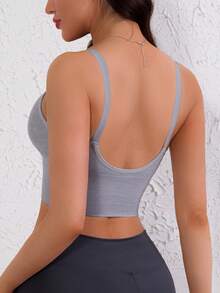 女士运动休闲薄款无钢圈支撑提升减震文胸 - 灰色 - 查看 3