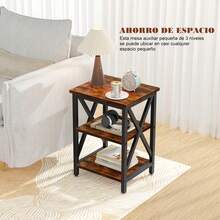 Mesa Auxiliar, Mesa De Noche Moderno, Pequena Mesa De Centro Buró Para Recámara Mesa De Noche Minimalista Mesa Auxiliar Mesa Para Jardín Mesa De Centro Mesa Auxiliar Madera Moderna Mesa De Centro Mesa De Noche Con Estante Mesas Auxiliares - Granate - Ver 3