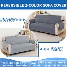 YSTYLE Single-Seater Sofa Cover With Armrests, Reversible Cat-Friendly Scratch-Resistant Couch Cover, Double-Sided Quilted Sofa Cover, Universal Sofa Cover - Dark Gray + Light Gray - View 2
