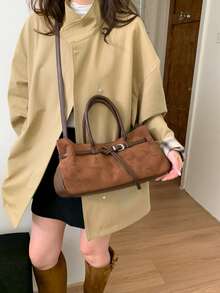 2025 New Vintage Large Capacity Handbag, Matte Commuter Shoulder Bag, Fashionable Tote Bag For Going Out