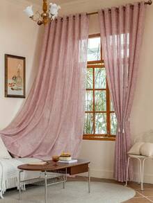 1 件几何图案提花薄纱窗帘，半遮光镂空豪华窗帘，降噪防紫外线，适用于客厅和卧室，圣诞装饰遮光窗帘 - 彩色 - 查看 2