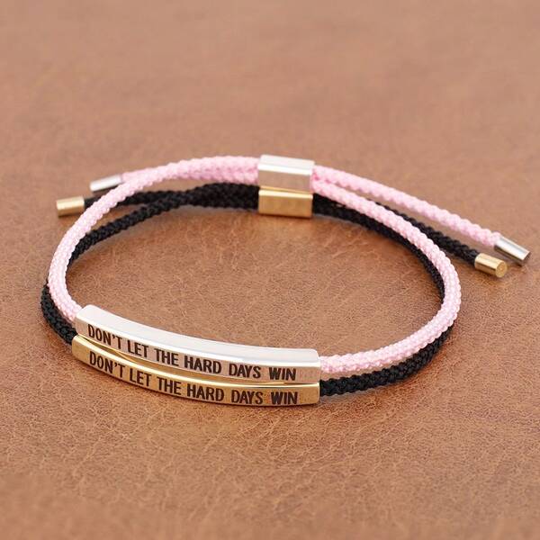 Adjustable Inspirational Bracelet, 3 Styles Of Personalized Wristbands Suitable For Daily Wear, Stainless Steel Material Engraved With Motivational Quotes, Romantic Gift For Him On Valentine's Day Or Anniversary