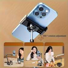 Durable Iron Adjustable Metal Phone & Tablet Stand With Ergonomic Design & Secure Grip - Multi-Angle Desktop Holder With Sturdy Base, Sleek Black Finish For Live Streaming, Video Recording, Online Classes, Vlogging, Selfie Sticks & Tripods - Heavy-D - 黑色 - 查看 8