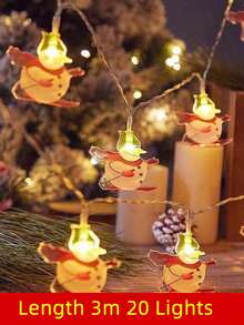 1 Set Christmas String Lights/Suction Cup Lights, Hanging Snowman Santa Claus Christmas Tree Decorative Lights, Window Display Decor, Holiday Celebration, Camping Atmosphere Lighting