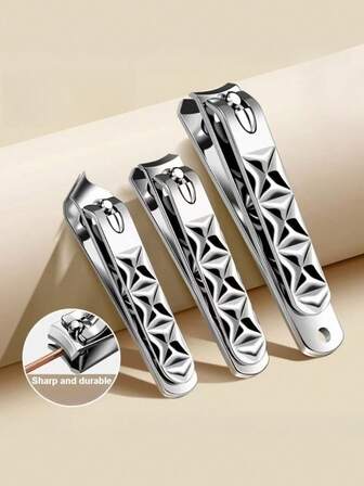 סט קוצץ ציפורניים כסוף עם טקסטורה נגד החלקה, מספריים לציפורניים מפלדת אל-חלד, קוצץ ציפורניים חד ועמיד במיוחד, ערכת טיפוח לציפורניים לקיטום יומיומי, הסרת ציפורניים וציפורניים קדמיות