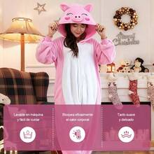 Cerdito rosa Pijama Adulto Unisex de para parejas jóvenes, Pijama de una pieza para adultos Pijamas de una pieza para mujeres y hombres, parejas, suaves, de felpa, Animales disfraces de Halloween, ropa para dormir Animales Cosplay Disfraces Trajes Hogar Cerdito rosa ropa para dormir. - Rosa - Ver 3