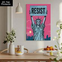 1Pc Framed Canvas Wall Art Resistance, No America Kings In America Protest Sign, Political Activist Poster, Rally Sign, Resist Protest Poster - 彩色 - 查看 3